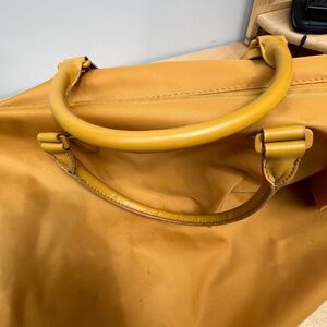 Chic Mustard Leather Rolling Tote Bag